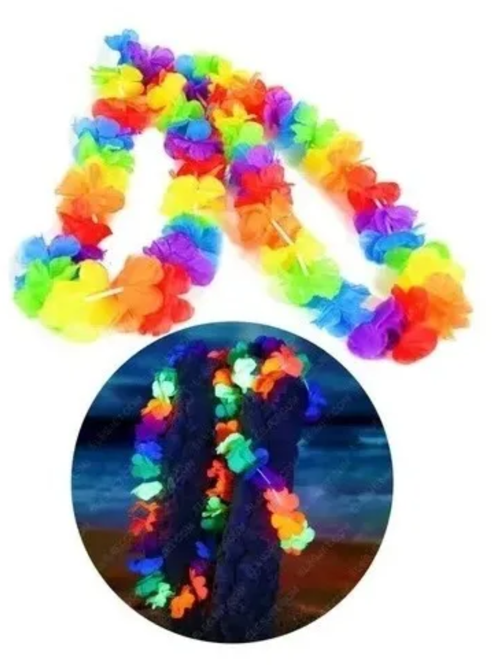 Pack Collar Hawaiano Flúor 12 Cotillón N...