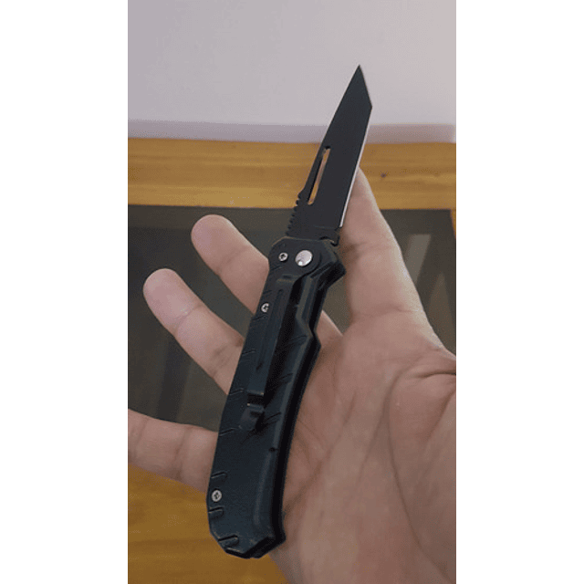 Cuchillo Automático De Combate Negro, Caza, Pesca Filoso