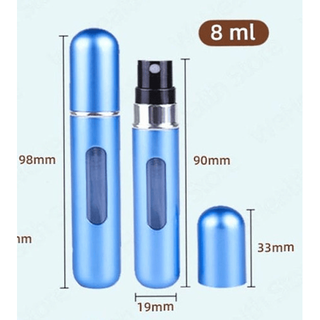 Perfumero 8ml Metálico Recargable Spray, Reutilizable Azul