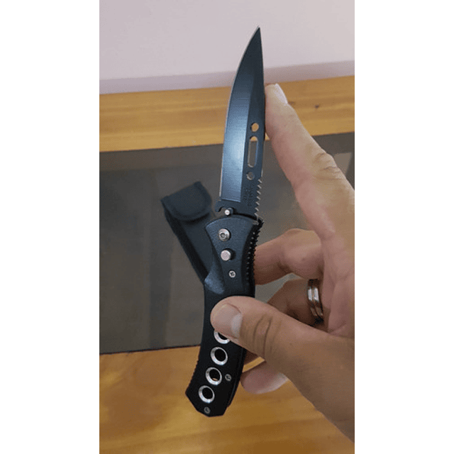 Cuchillo Automático De Combate Negro, Caza, Pesca Buen Filo