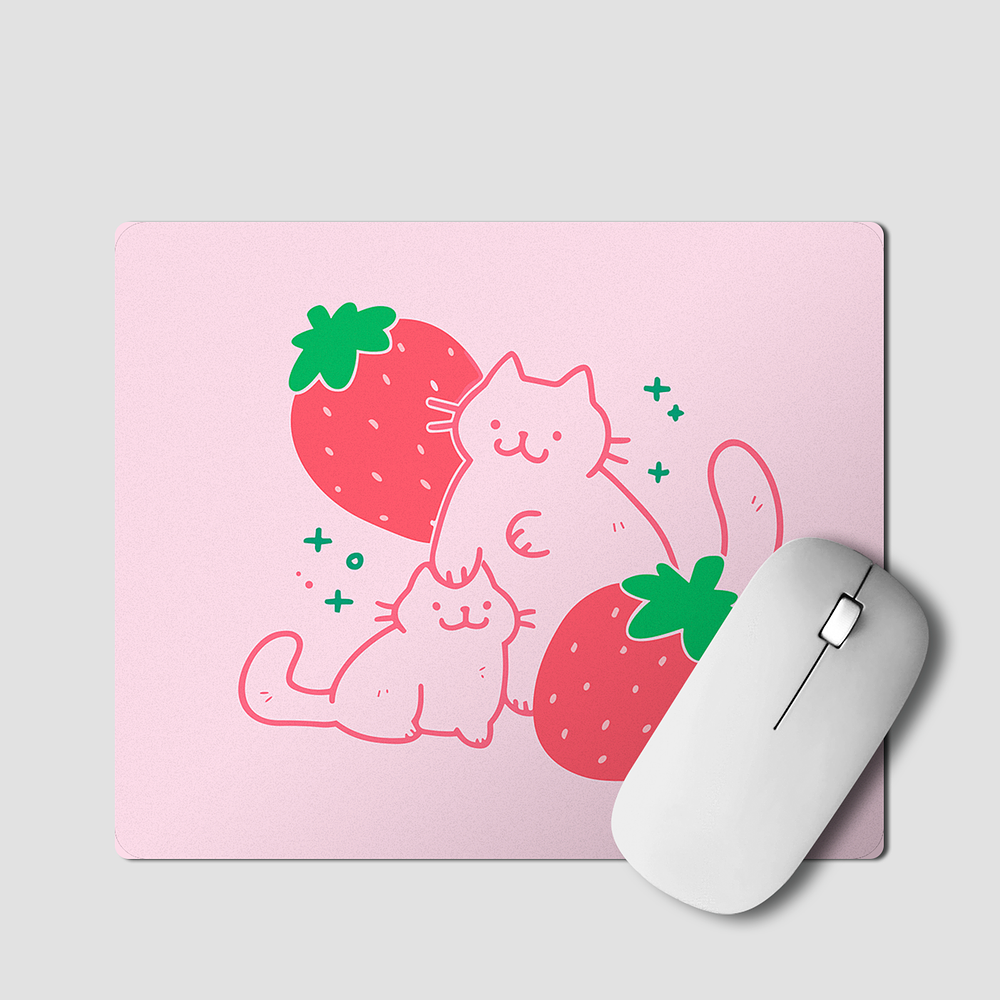 Mouse pad Gatitos y Fresas