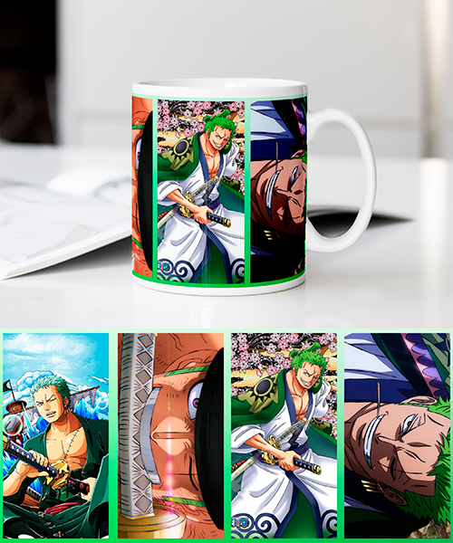 Mini Caneca Roronoa Zoro Café Expresso Empilhável Cerâmica 100ML Oficial One Piece - Zona
