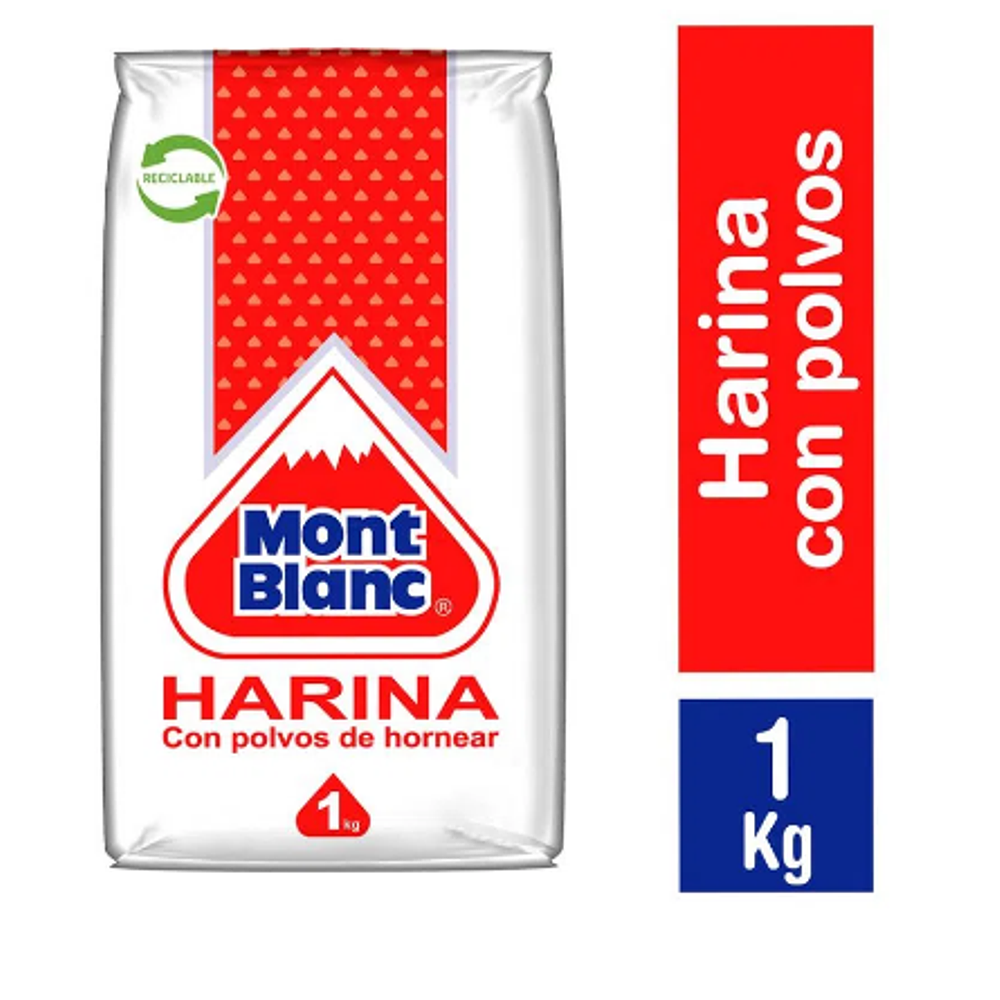 HARINA MONT BLANC CON POLVOS DE HORNEAR 1KG 