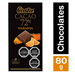 CHOCOLATE COSTA CACAO 72% NARANJA 80G