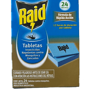 Insecticida repelente Raid tabletas 24u.
