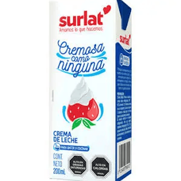 Crema de leche en caja Surlat 200ml. 1