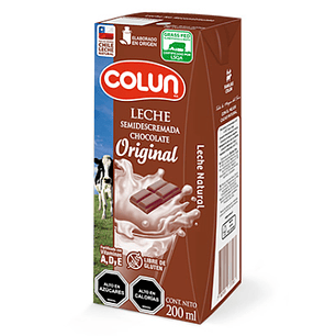 Leche semidescremada Colun sabor chocolate 200ml.