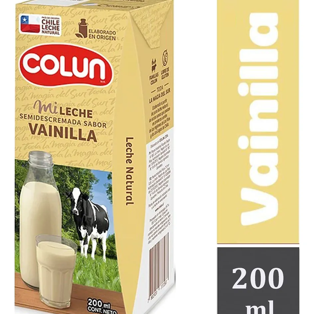 Leche semidescremada Colun sabor vainilla 200ml. 1