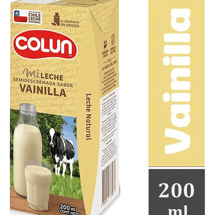 Leche semidescremada Colun sabor vainilla 200ml. 1