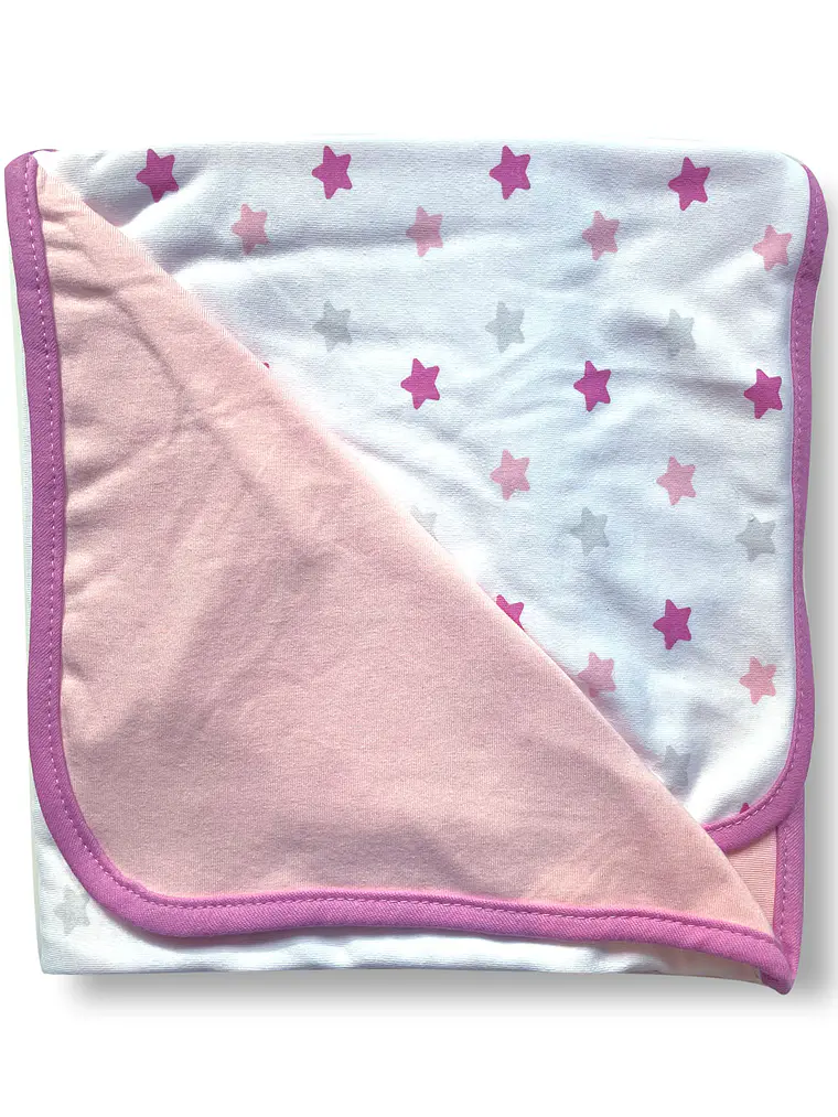 Manta reversible para bebé | Estrellas rosadas 2