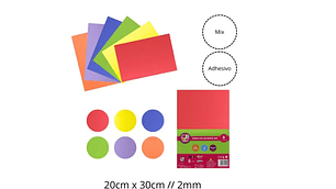 GOMA EVA ADHESIVA MIX 20X30CM 2MM SET 6PCS/100