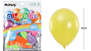 Globos de látex perlado colores surtidos 25cm 20pcs