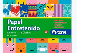 Papel Lustre Entretenido 18 Diseños 18 Hojas 16 X 16 Cm Torre