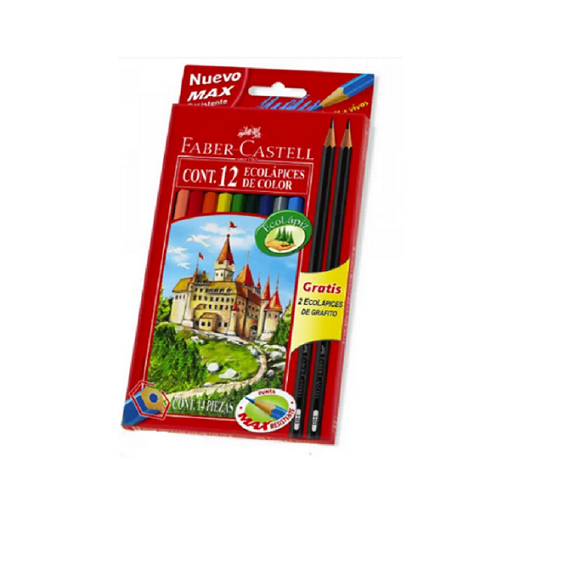 LAPICES  DE COLORES 12 Ú  HEX + 2 GRAFITOS FABER CASTELL 1