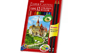 LAPICES  DE COLORES 12 Ú  HEX + 2 GRAFITOS FABER CASTELL