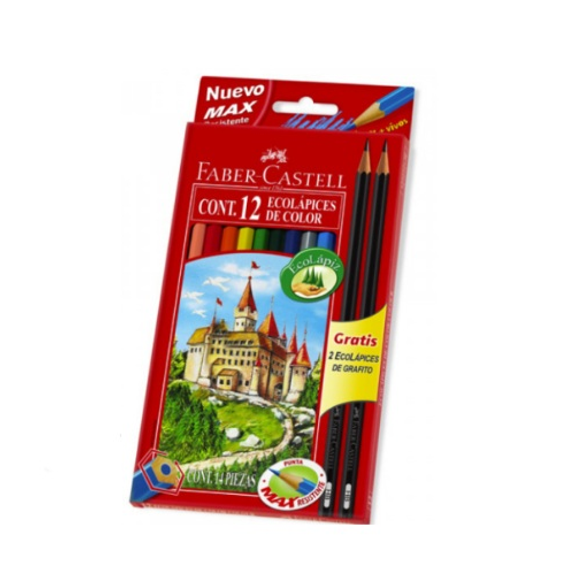LAPICES  DE COLORES 12 Ú  HEX + 2 GRAFITOS FABER CASTELL 1
