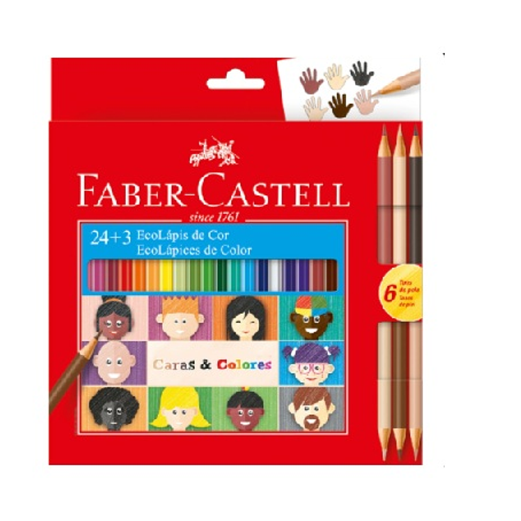LAPIZ COLOR 24 FABER CARAS Y COLORES 1