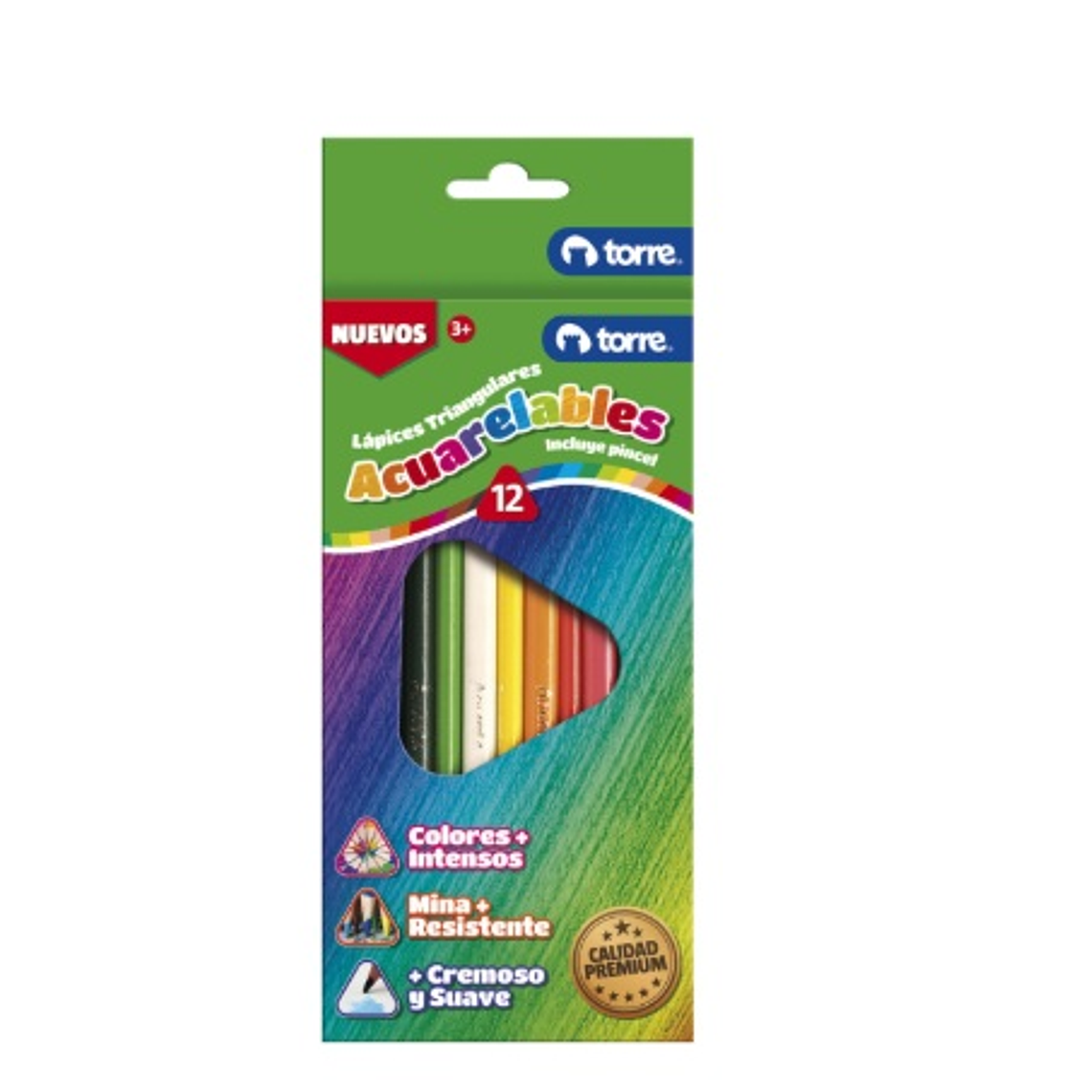 LAPIZ 12 COLORES TRIANGULAR ACUARELABLE TORRE 1