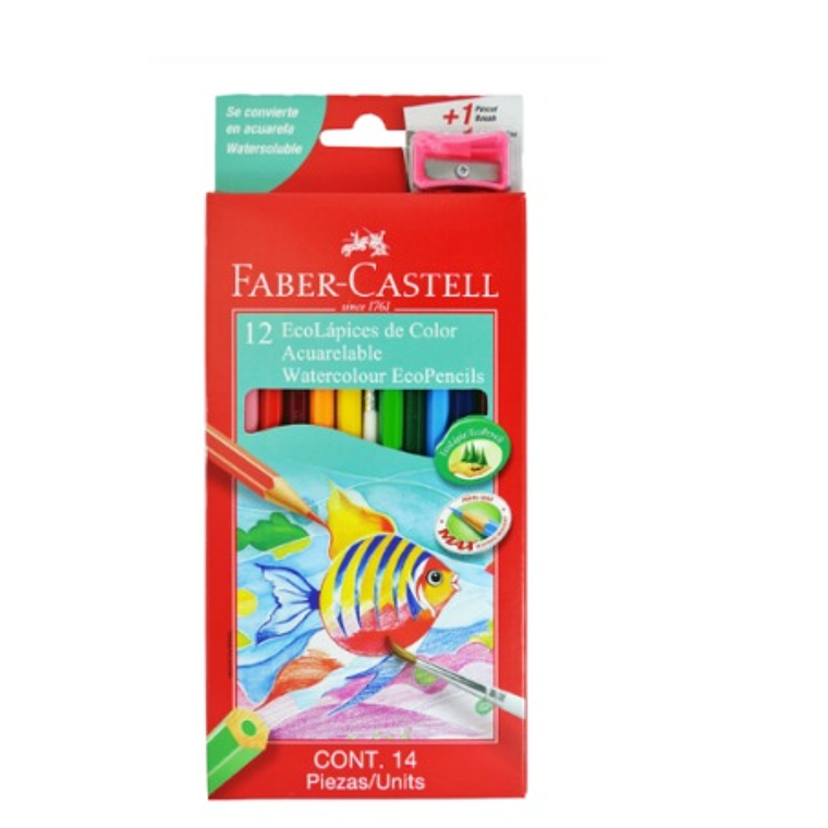 LAPIZ COLOR 12 ACUARELABLE FABER 1