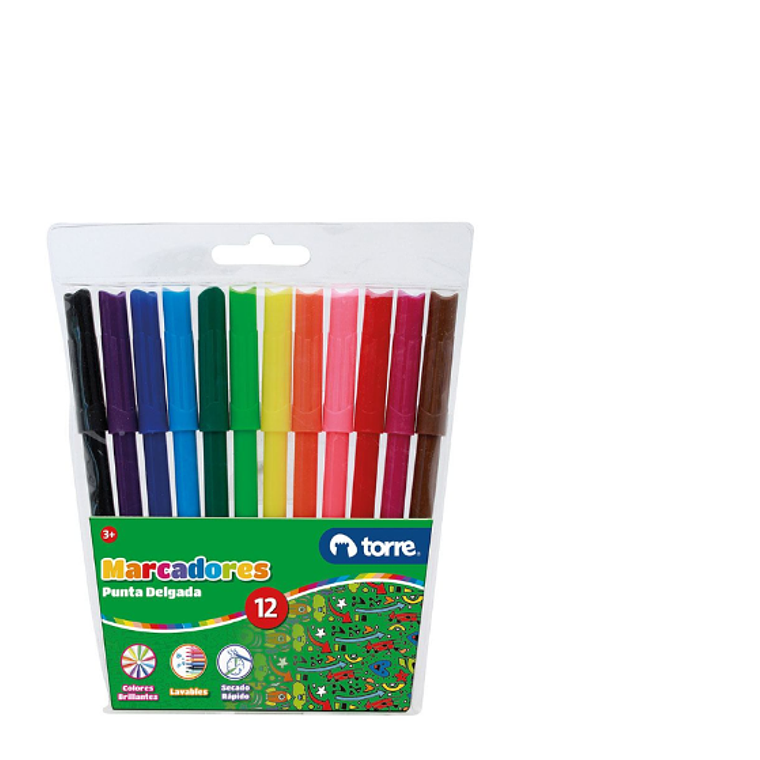 Marcador Scripto  12 colores delgado Torre 1