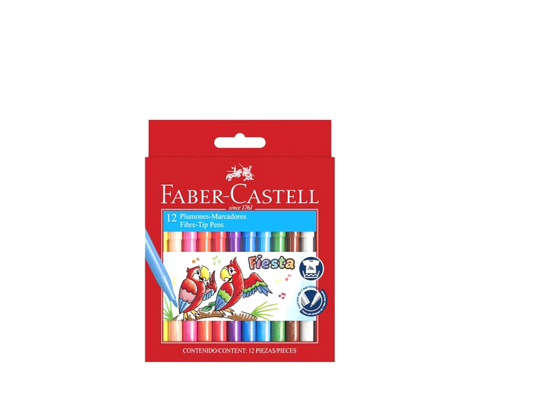 Caja 6 plumón Marcador Fiesta Neón Lavable Faber-Castell