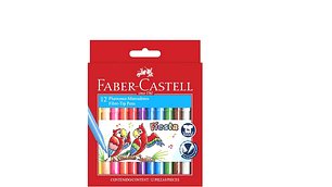 MARCADOR SCRIPTO 12 COLORES DELGADOS FABER FIESTA 