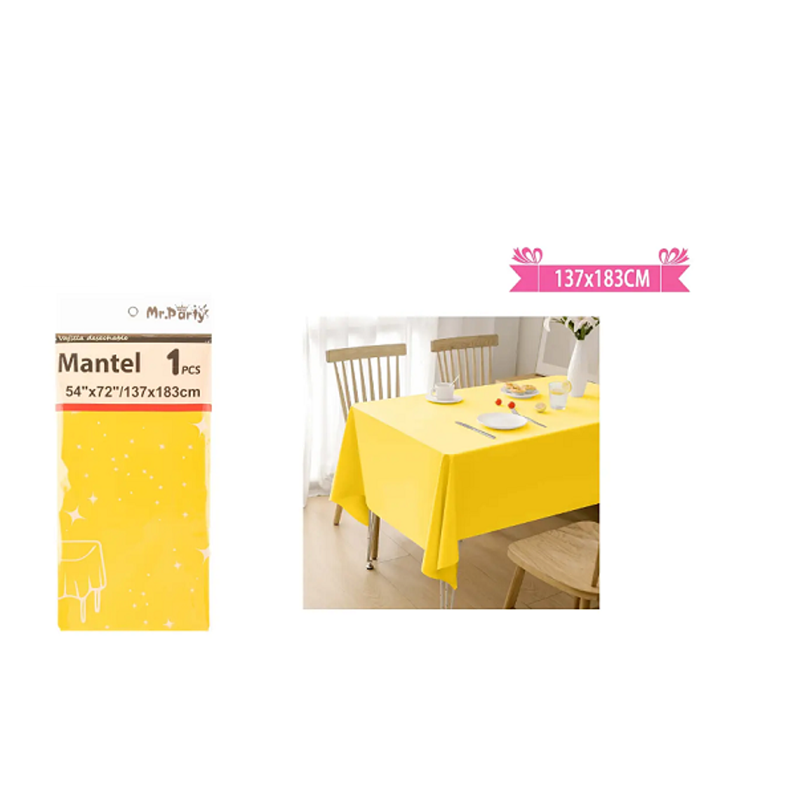 Mantel plástico amarillo 137*183cm 1
