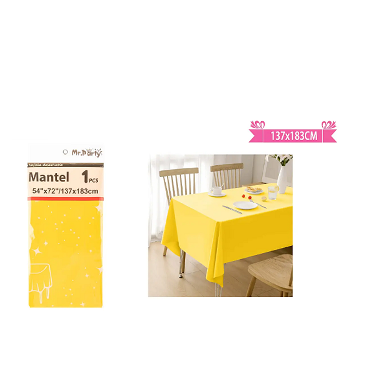 Mantel plástico amarillo 137*183cm 1