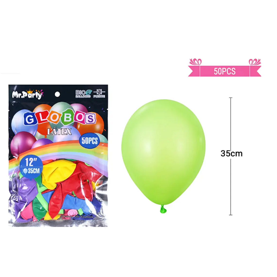 Globos de látex colores surtidos mate 35cm 50pcs 1