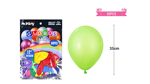 Globos de látex colores surtidos mate 35cm 50pcs