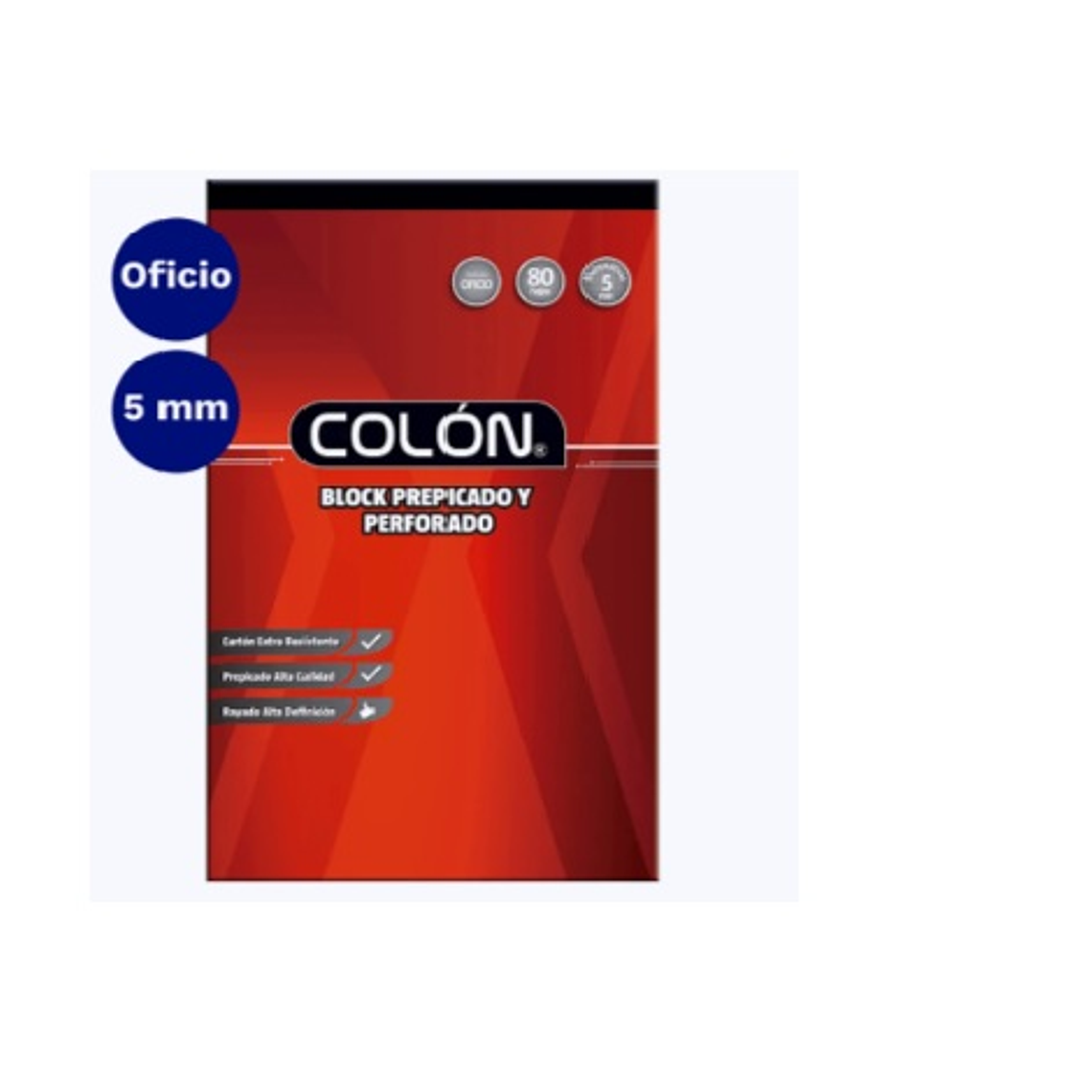 Block Prepicado Perforado Oficio 80 Hojas 5 Mm Colon 1
