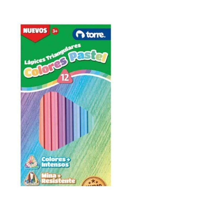 LAPIZ COLOR 12 PASTEL TORRE TRIANGULAR 1