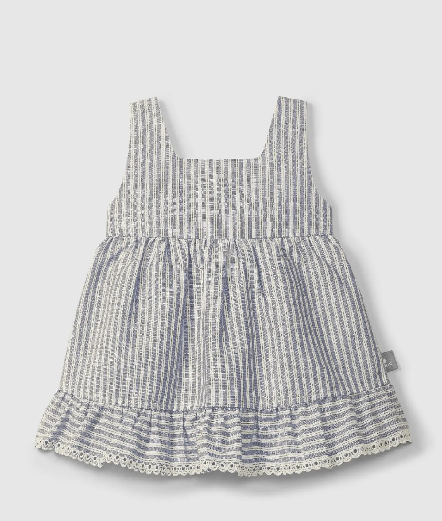 Vestido tecido riscas bordado inglês 1