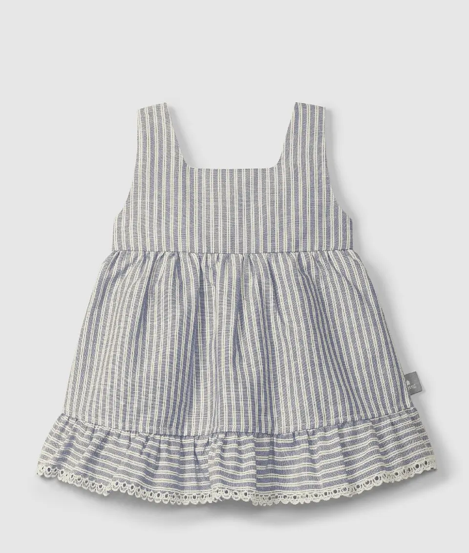Vestido tecido riscas bordado inglês 1