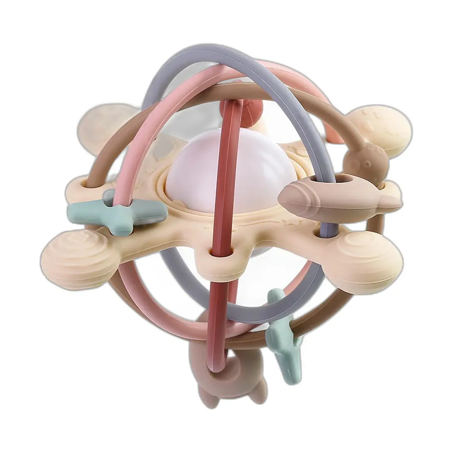 Set Sonajero y Mordedor Sensorial Montessori — Silicona para Bebé 1