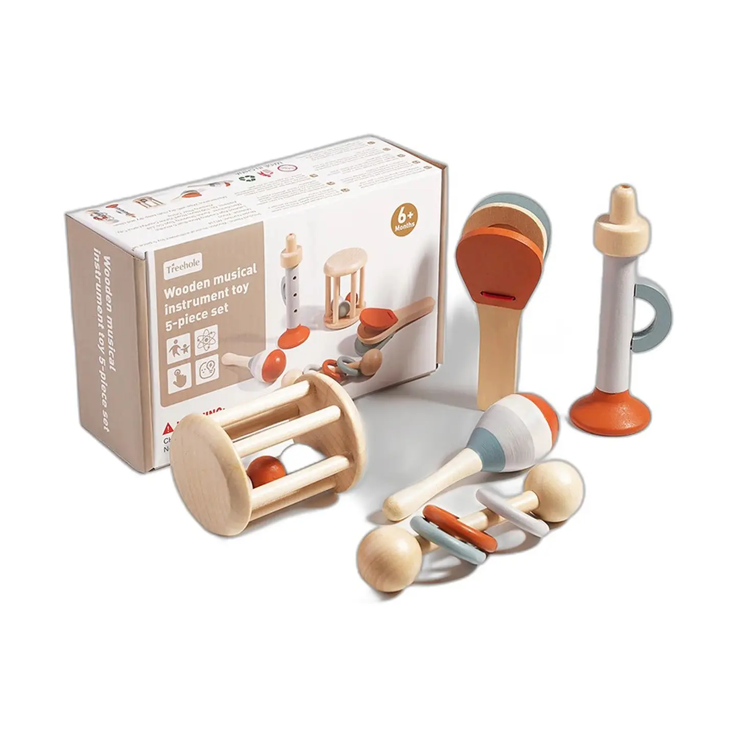 Set 5 Instrumentos Musicales Montessori para Bebé — Sonajero Sensorial 1