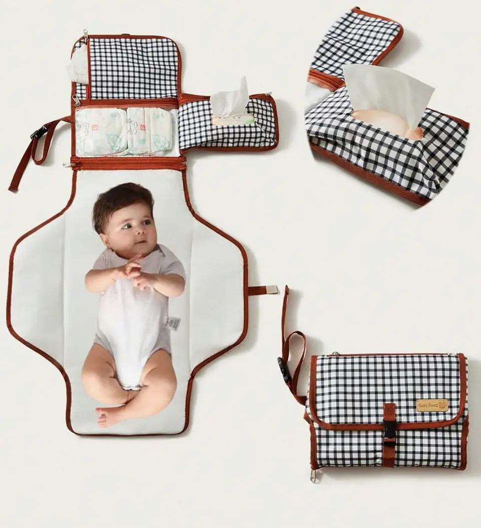 Cambiador de Pañales Portátil Impermeable a Cuadros 6