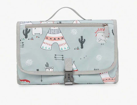Bolso Cambiador de Pañales Portátil con Esterilla — Gris Clásico