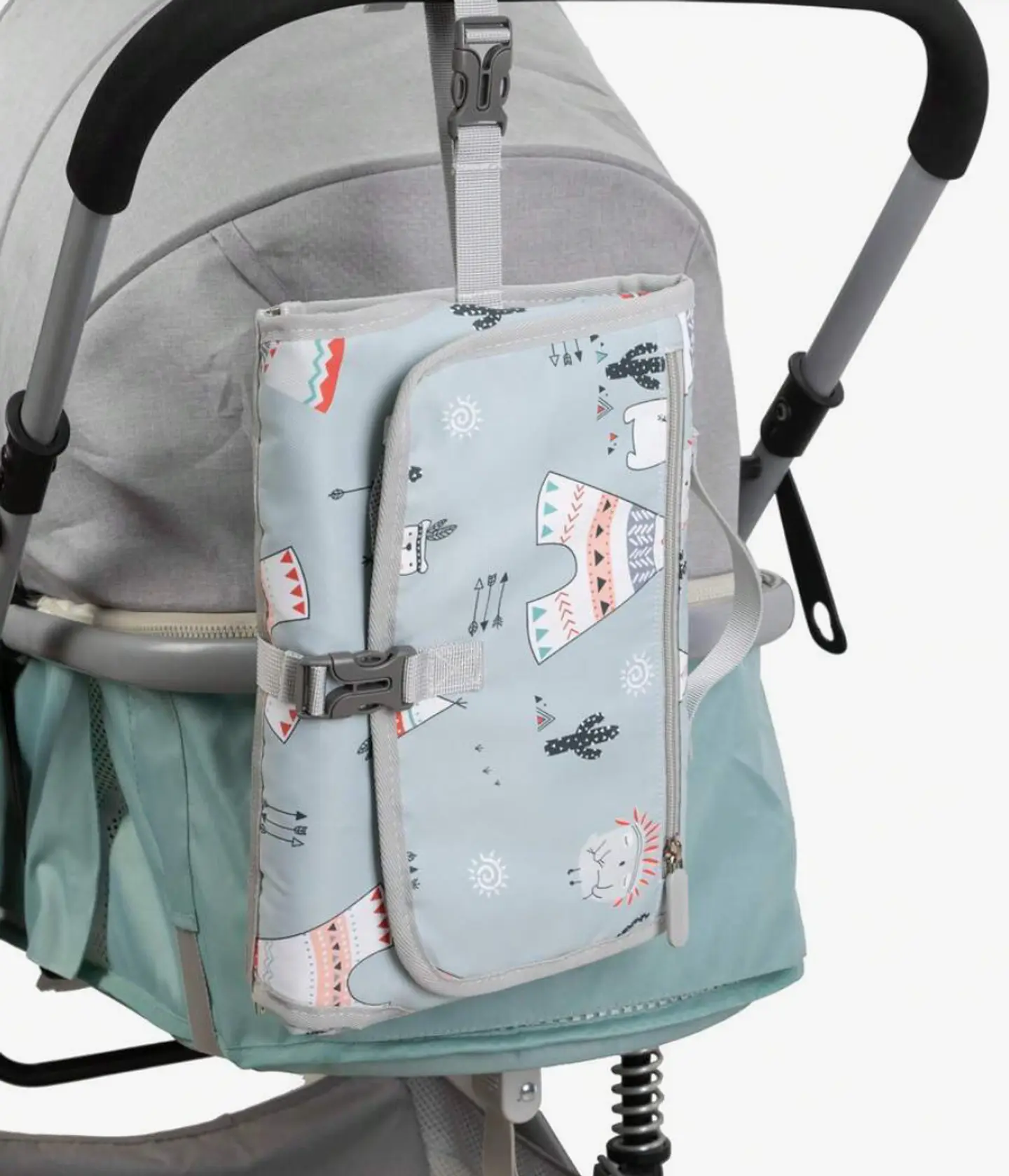 Bolso Cambiador de Pañales Portátil con Esterilla — Gris Clásico 2