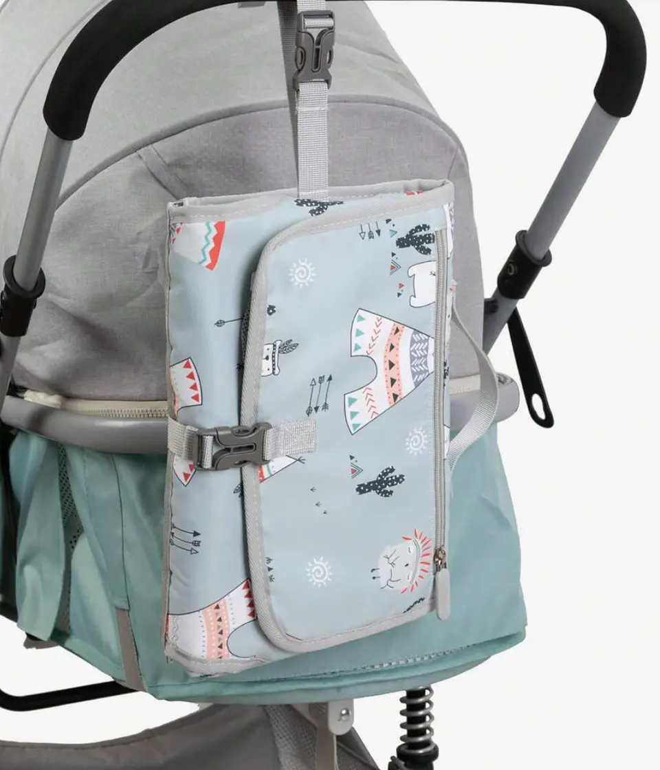 Bolso Cambiador de Pañales Portátil con Esterilla — Gris Clásico 2