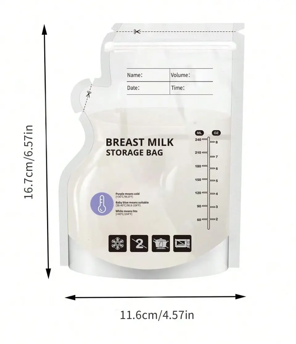 30 Bolsas Almacenamiento Leche Materna 240ml con Sensor de Temperatura 2