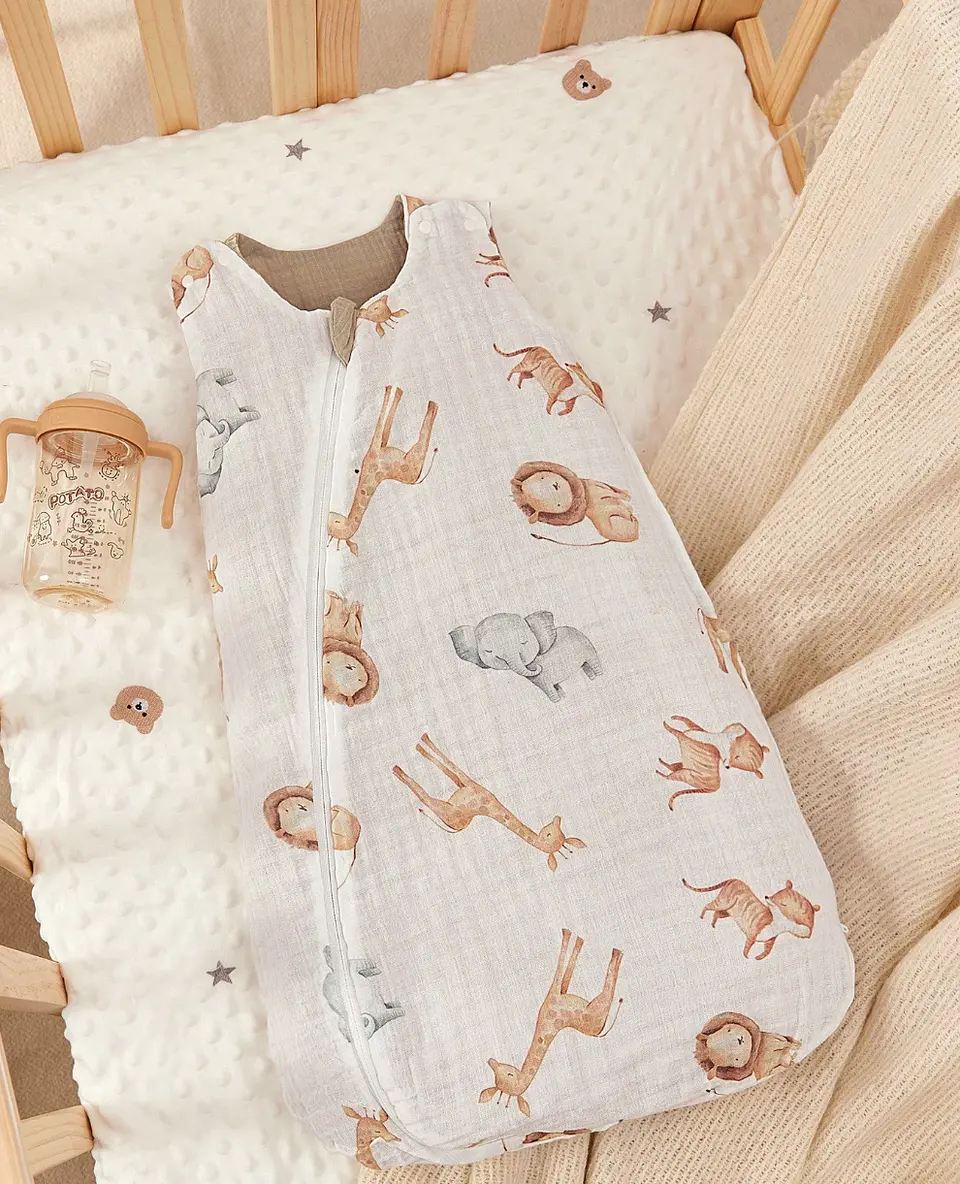 Saco de Dormir Bebé Doble Cara Leones y Ciervos — Certificado Oeko-Tex 2