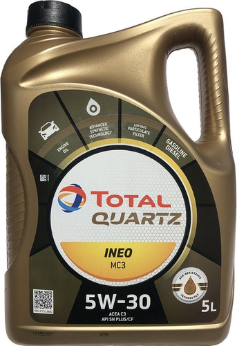 Aceite De Motor TOTAL QUARTZ INEO RCP 5W30 – Bote De 5 Litros, Apto Para Stellantis PSA B71 2290