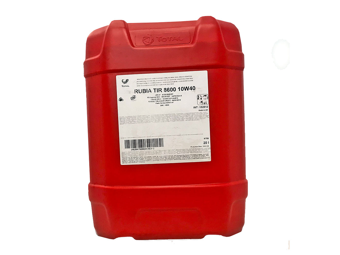 10W40 Aceite Motor Rubia Tir 8600  20Lts Total  1