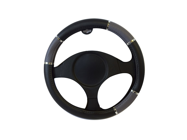 CUBRE VOLANTE NEGRO APLICACION GRIS 1