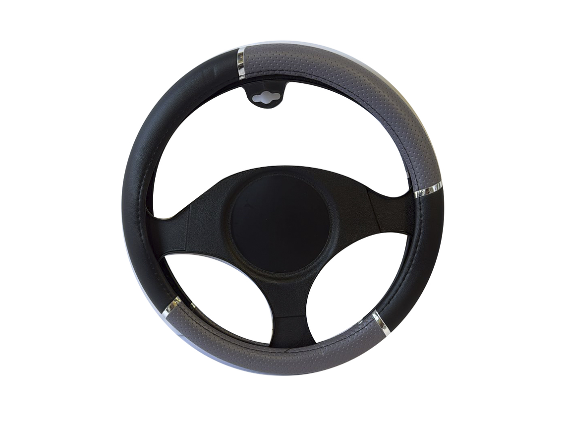 CUBRE VOLANTE NEGRO C/ PALICACIONES GRISES 1