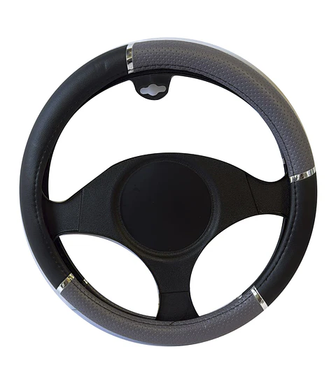 CUBRE VOLANTE NEGRO C/ PALICACIONES GRISES