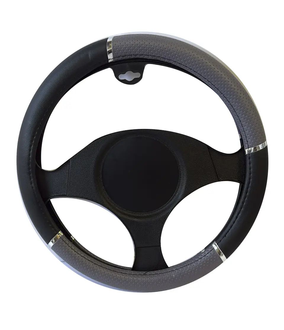 CUBRE VOLANTE NEGRO C/ PALICACIONES GRISES 1