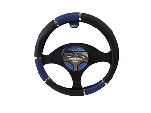 CUBRE VOLANTE NEGRO CON APLICACIONES AZULES