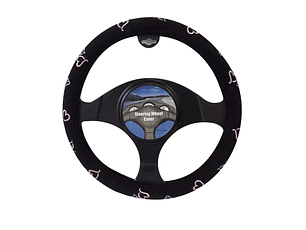 CUBRE VOLANTE NEGRO CON CORAZONES